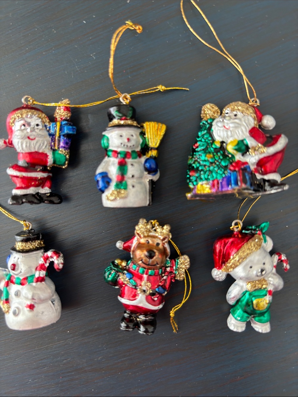 Miniature Festive Holiday Ornament Set - Red, White, Green, Gold